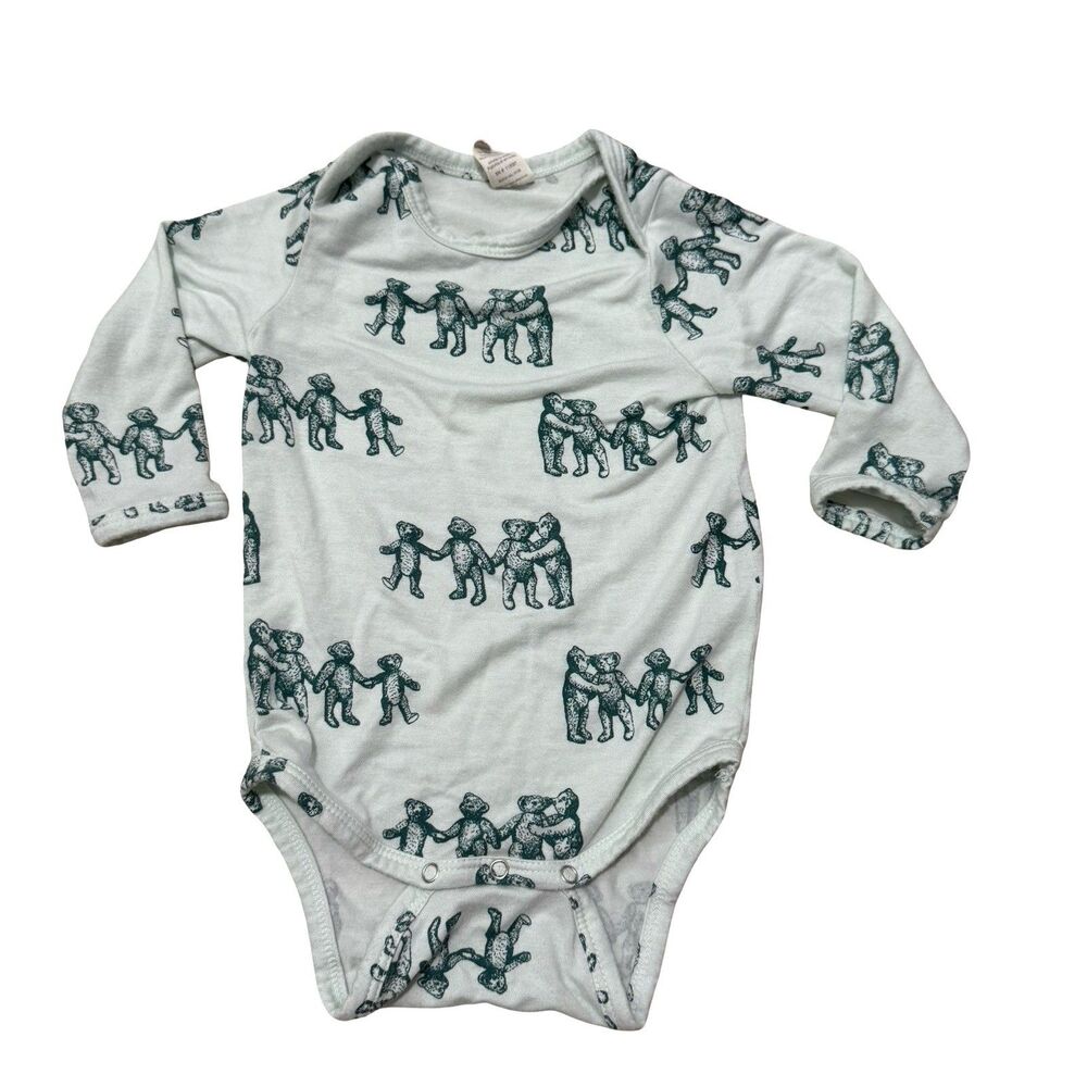 Kate Quinn Girls 6-12 Months Teddy Bear Cotton Green One Piece